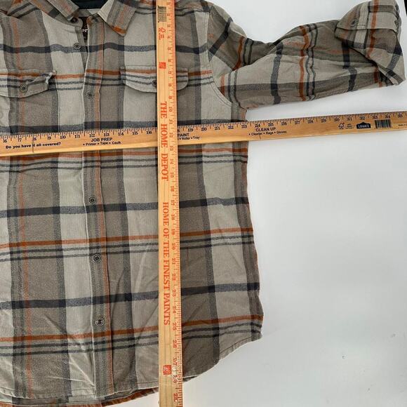 Y2K Prana OUTDOOR flannel button down long sleeve men’s size L brown - Picture 4 of 4